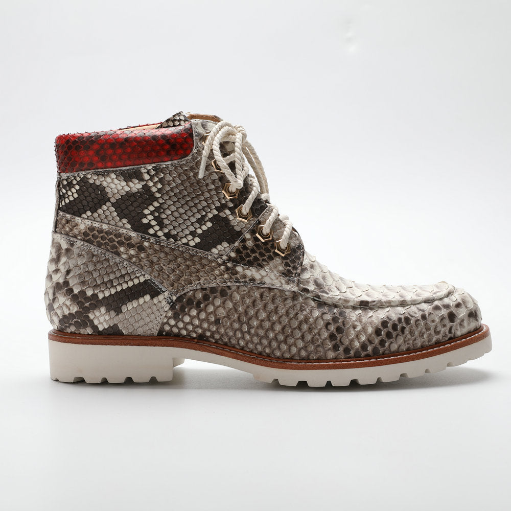 Python Skin Genuine Leather Men's Boots Martin Boots Casual Shoes