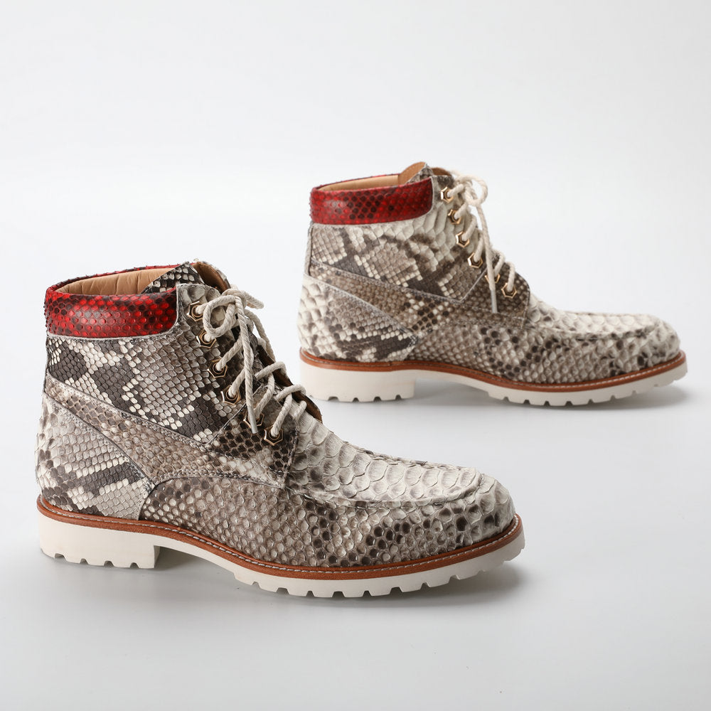 Python Skin Genuine Leather Men's Boots Martin Boots Casual Shoes