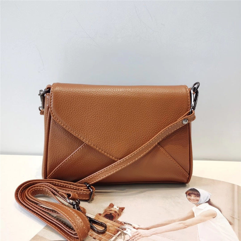 Women's genuine leather bag Crossbody bag Shoulder bag Horizontal bag Goes with anything