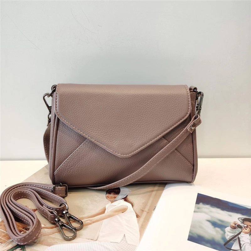 Women's genuine leather bag Crossbody bag Shoulder bag Horizontal bag Goes with anything
