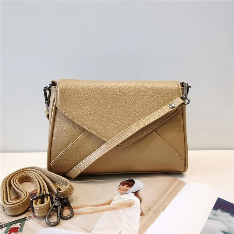 Women's genuine leather bag Crossbody bag Shoulder bag Horizontal bag Goes with anything