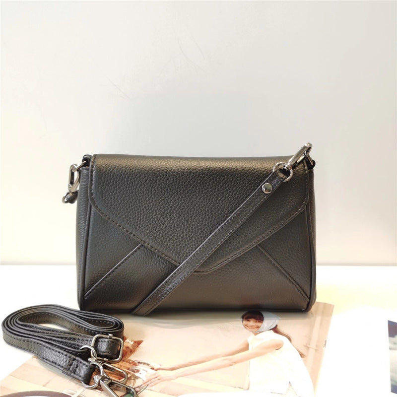 Women's genuine leather bag Crossbody bag Shoulder bag Horizontal bag Goes with anything