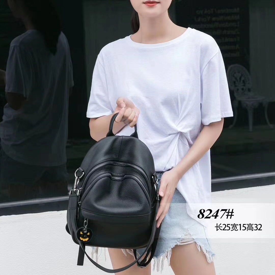 Genuine Leather Shoulder Bag Women Large Capacity Shoulder Bag Cowhide Ladies Rucksack Casual