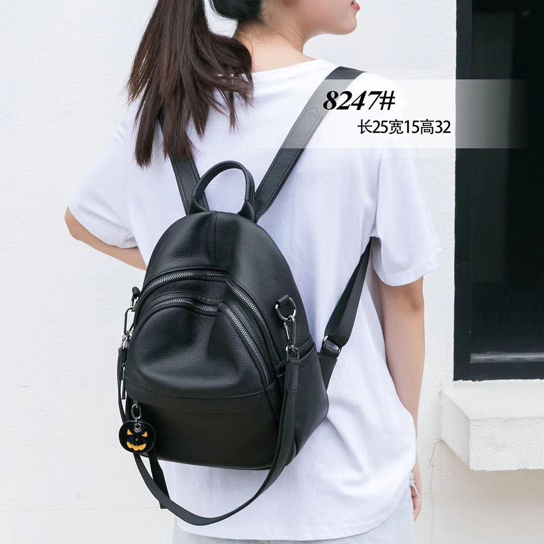 Genuine Leather Shoulder Bag Women Large Capacity Shoulder Bag Cowhide Ladies Rucksack Casual