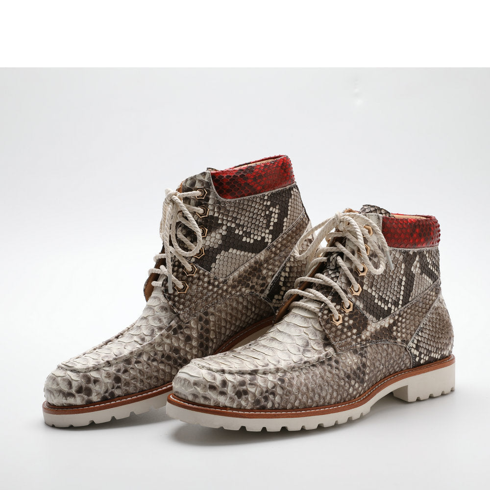 Python Skin Genuine Leather Men's Boots Martin Boots Casual Shoes