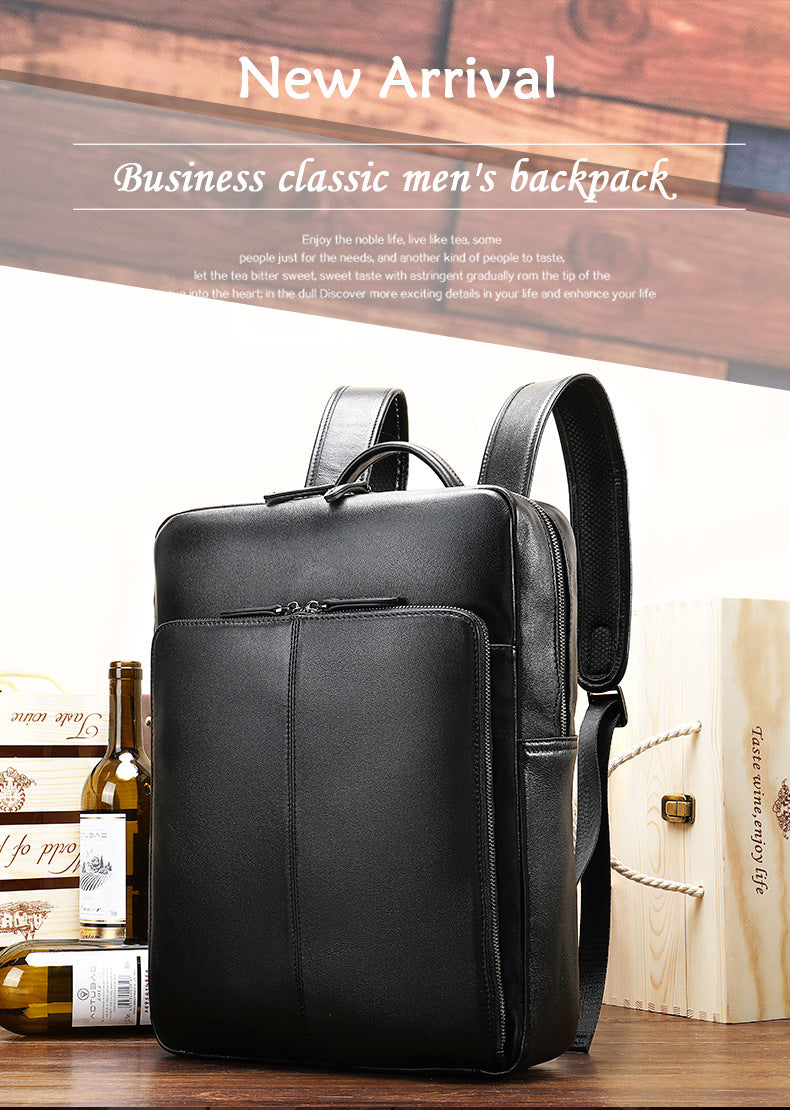 Men's backpack cowhide genuine leather business business trip off-road travel computer bag