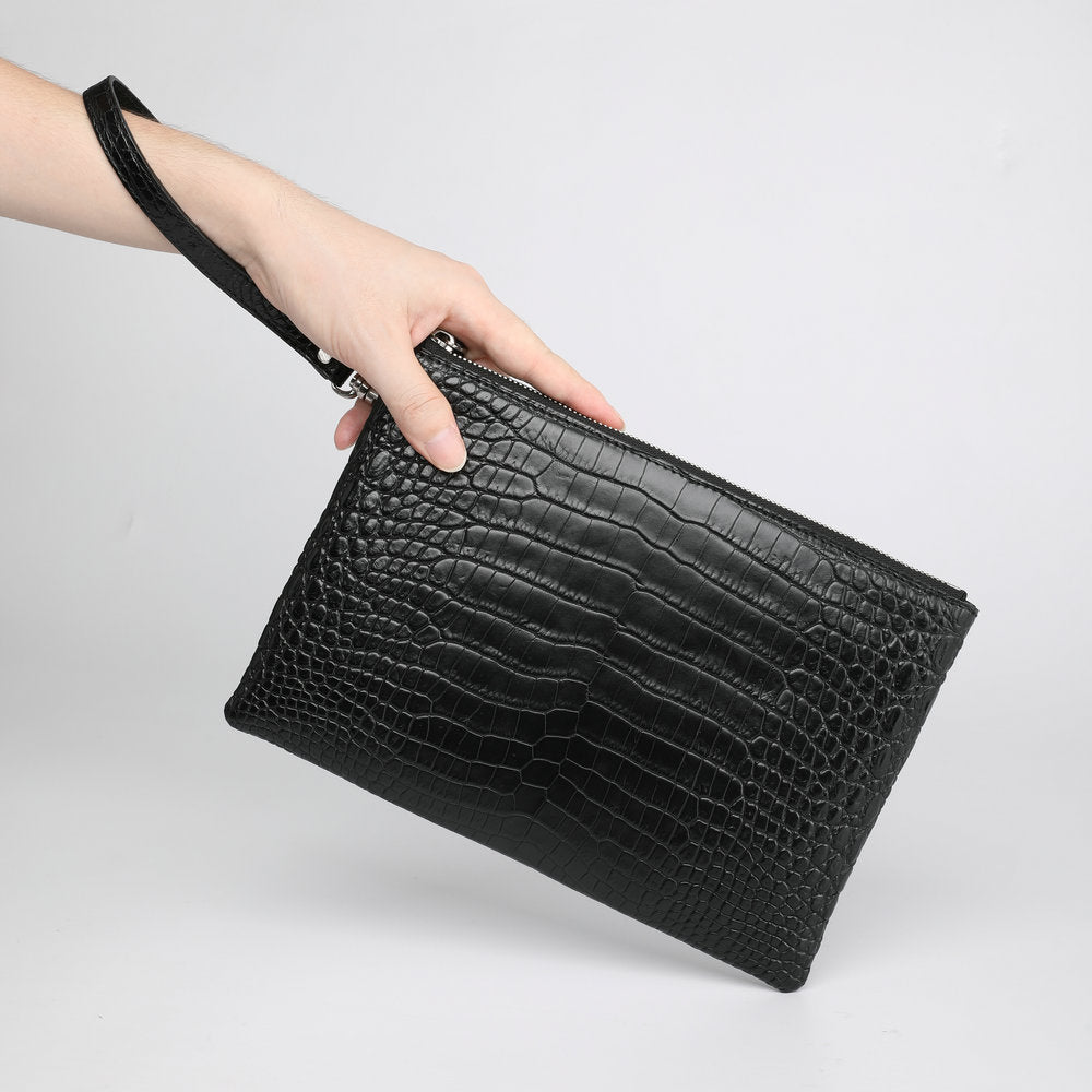 Siamese Crocodile Belly Skin Genuine Leather Men's Bag Casual Handbag Business Bag