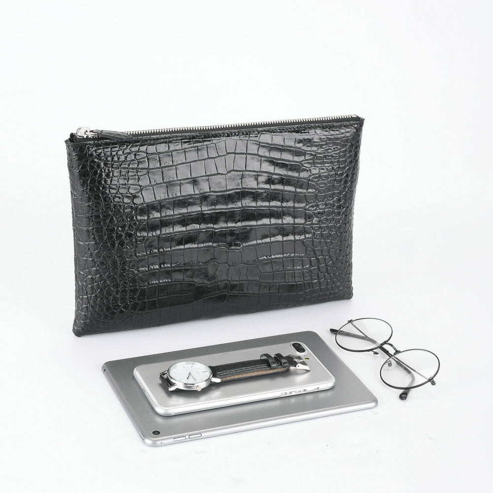 Siamese Crocodile Belly Skin Genuine Leather Men's Bag Casual Handbag Business Bag