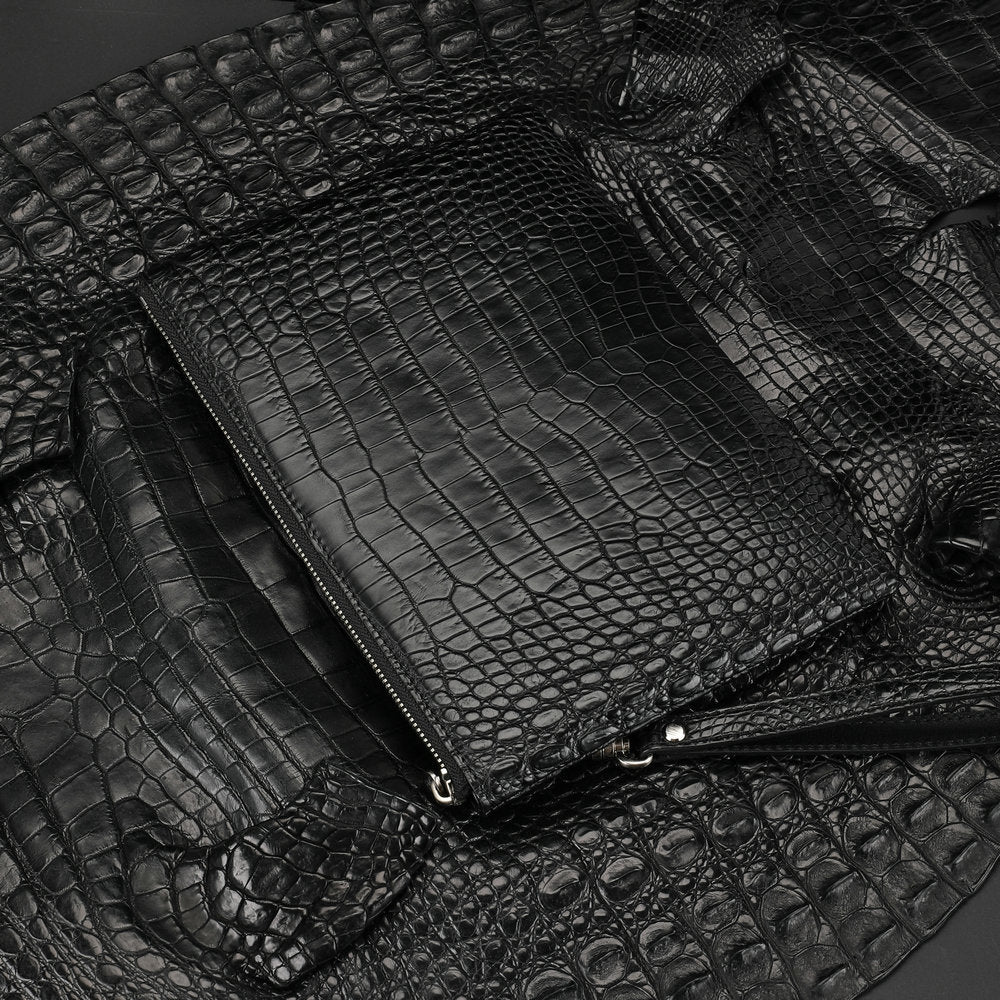 Siamese Crocodile Belly Skin Genuine Leather Men's Bag Casual Handbag Business Bag
