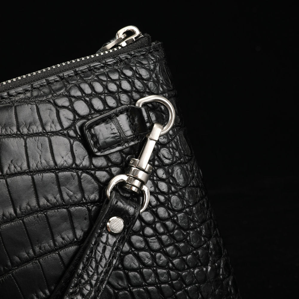 Siamese Crocodile Belly Skin Genuine Leather Men's Bag Casual Handbag Business Bag