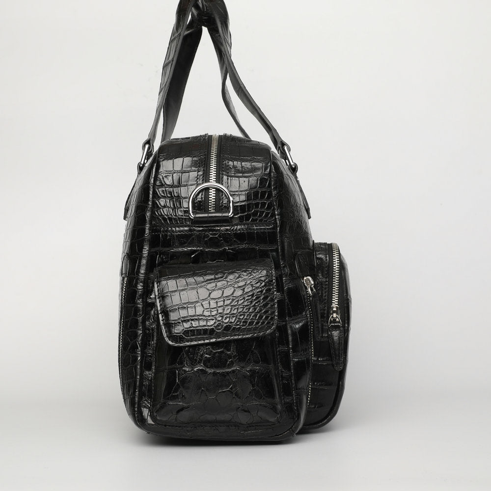 Siamese Crocodile Skin Men's Travel Bag Genuine Leather Travel Handbag Large Capacity Handbag