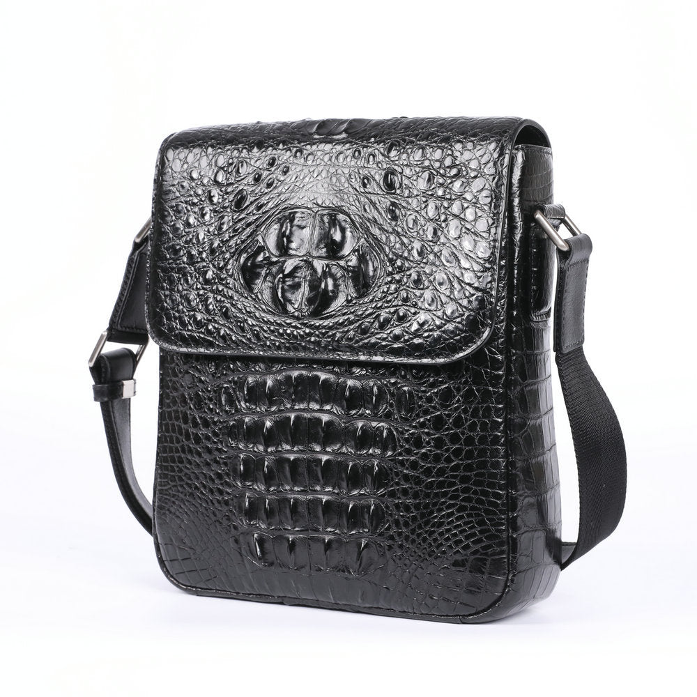 New Men's Shoulder Bag Siamese Crocodile Leather Business Commuting Large Capacity Crossbody Bag