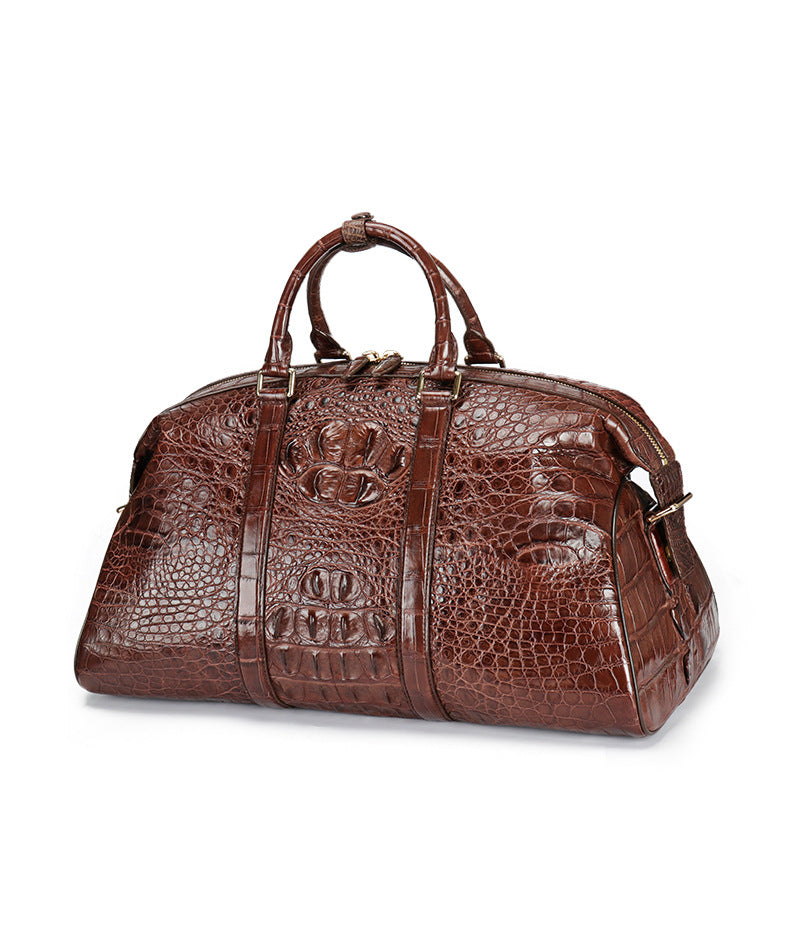 Siamese crocodile skin genuine leather unisex handbag travel bag casual fashion large capacity handbag