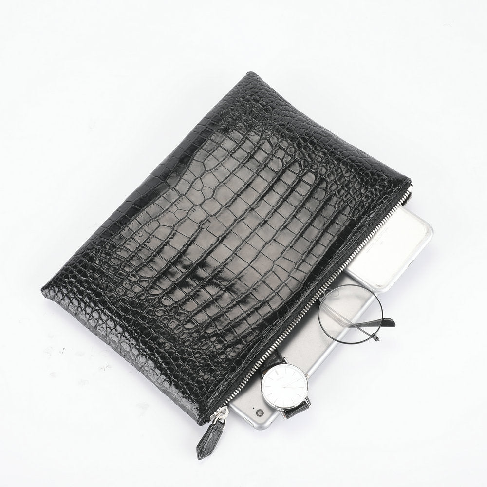 Siamese Crocodile Belly Skin Genuine Leather Men's Bag Casual Handbag Business Bag