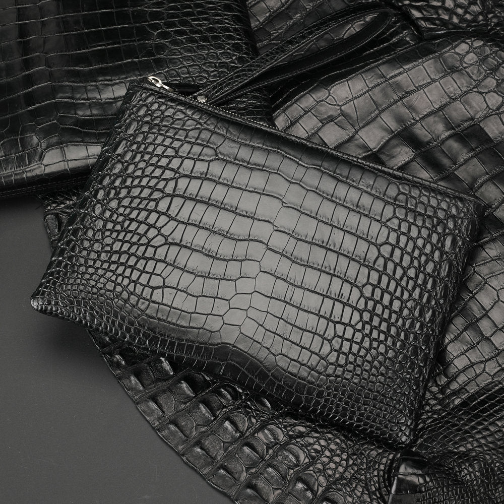 Siamese Crocodile Belly Skin Genuine Leather Men's Bag Casual Handbag Business Bag