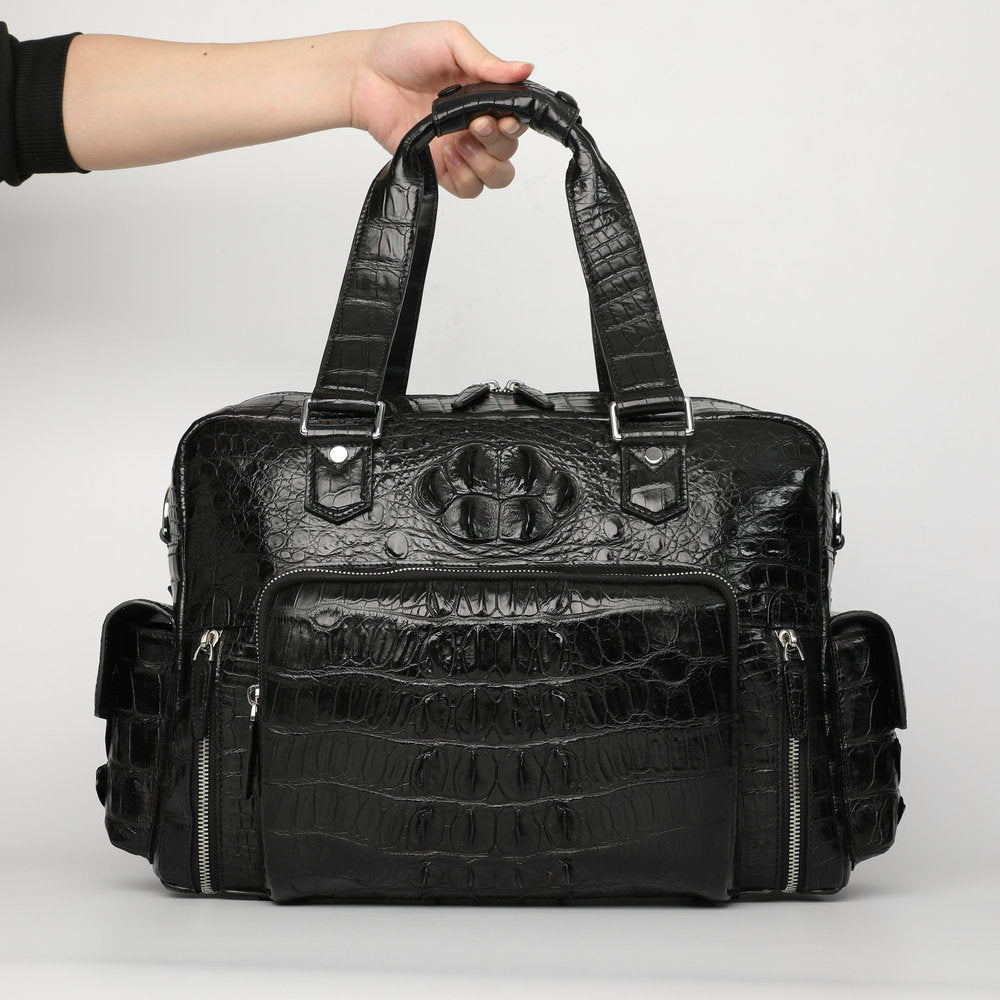 Siamese Crocodile Skin Men's Travel Bag Genuine Leather Travel Handbag Large Capacity Handbag