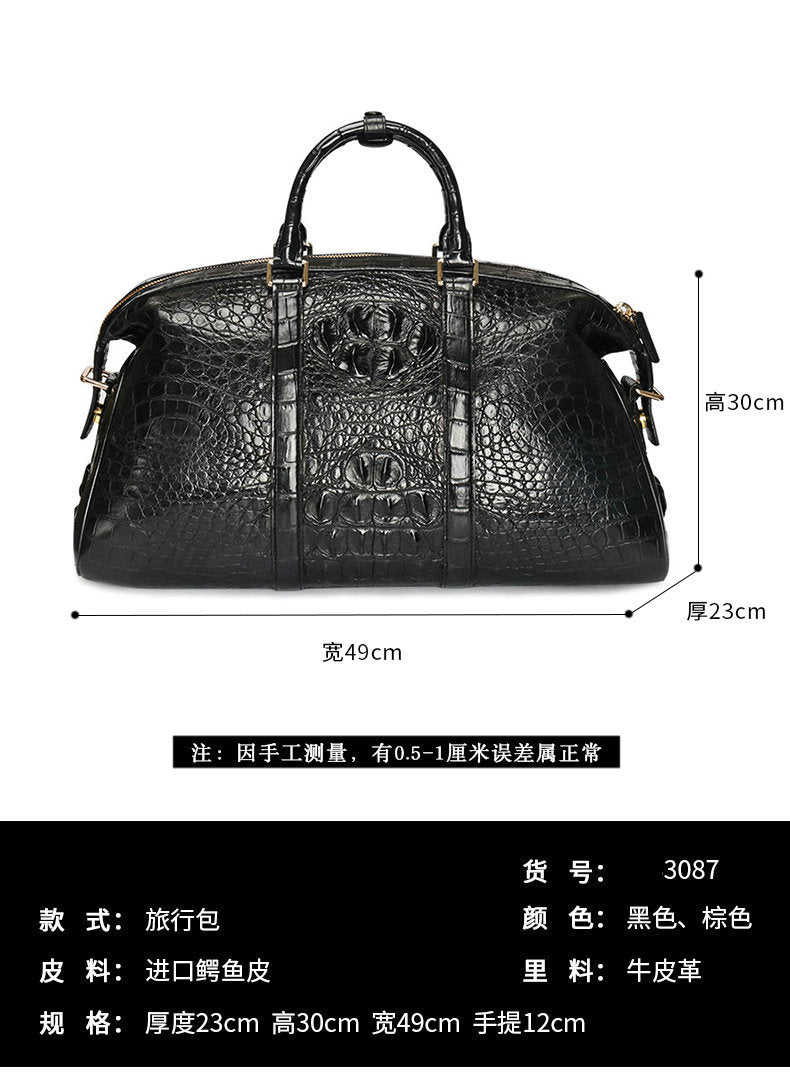 Siamese crocodile skin genuine leather unisex handbag travel bag casual fashion large capacity handbag