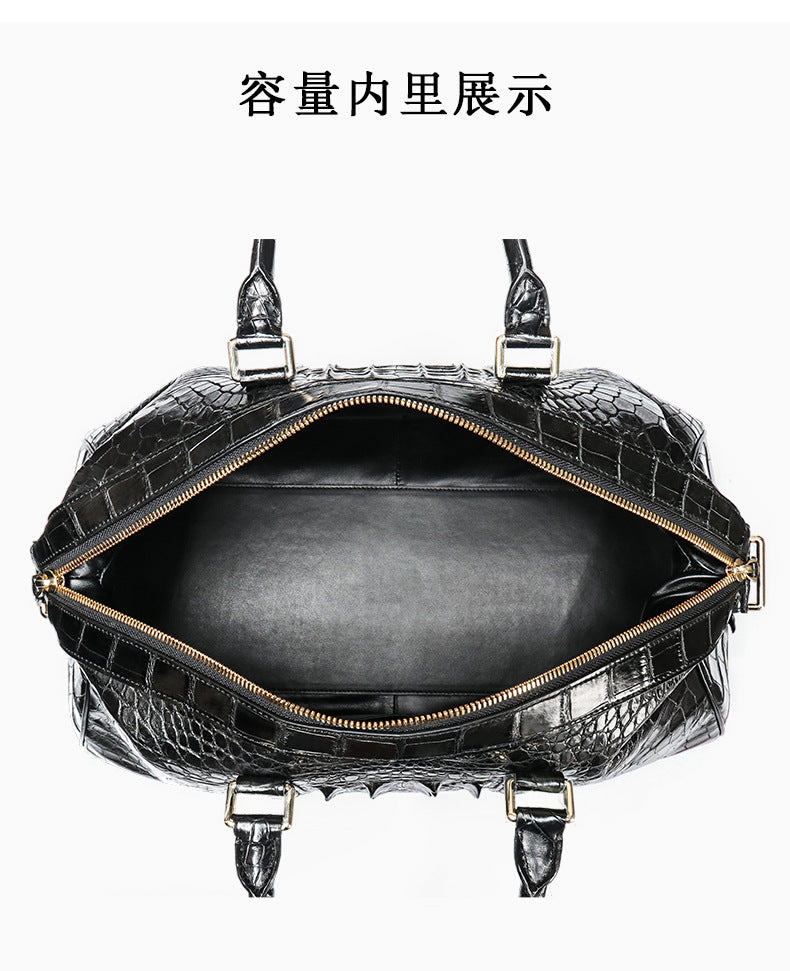 Siamese crocodile skin genuine leather unisex handbag travel bag casual fashion large capacity handbag