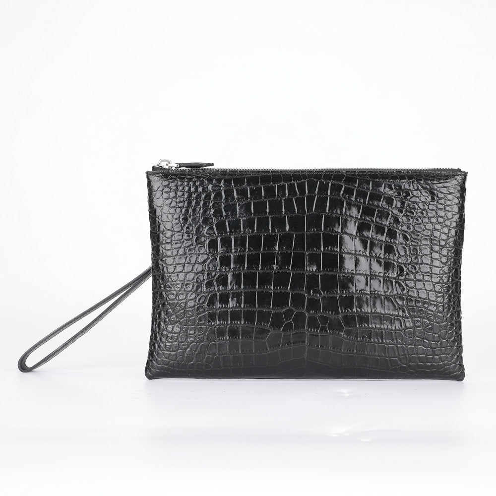 Siamese Crocodile Belly Skin Genuine Leather Men's Bag Casual Handbag Business Bag