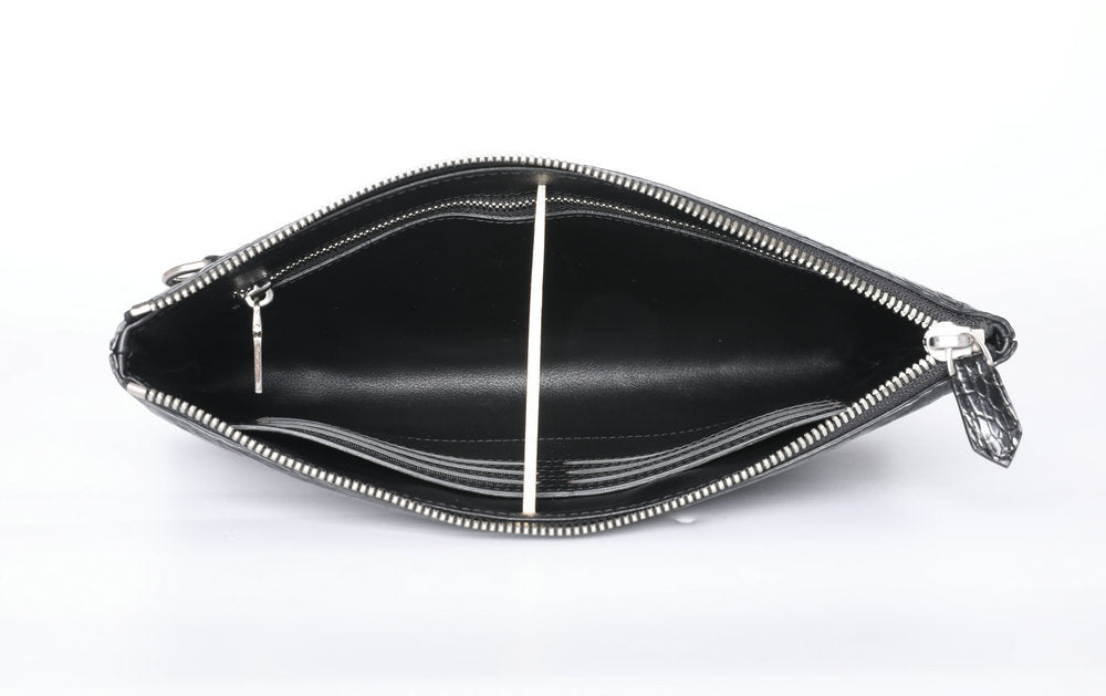 Siamese Crocodile Belly Skin Genuine Leather Men's Bag Casual Handbag Business Bag
