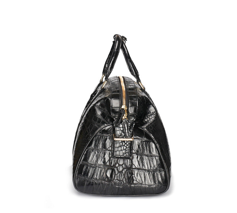 Siamese crocodile skin genuine leather unisex handbag travel bag casual fashion large capacity handbag