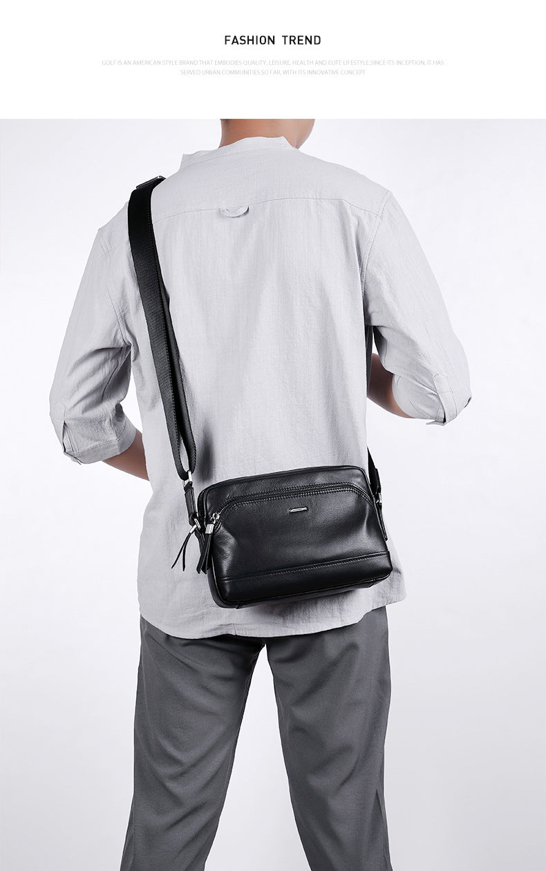 Men's shoulder bag, multi-functional, genuine cowhide leather, business crossbody bag