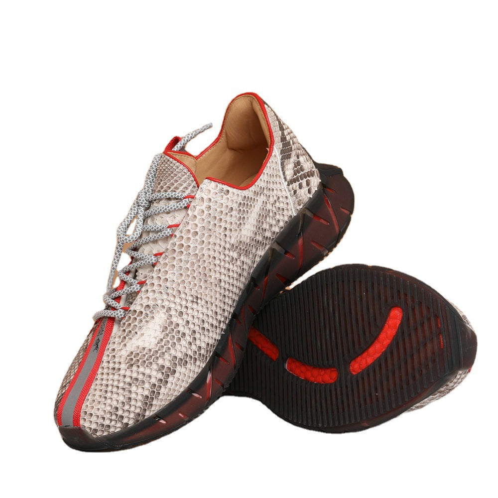 Python skin genuine leather men's sneakers sports casual shoes anti-slip men's shoes