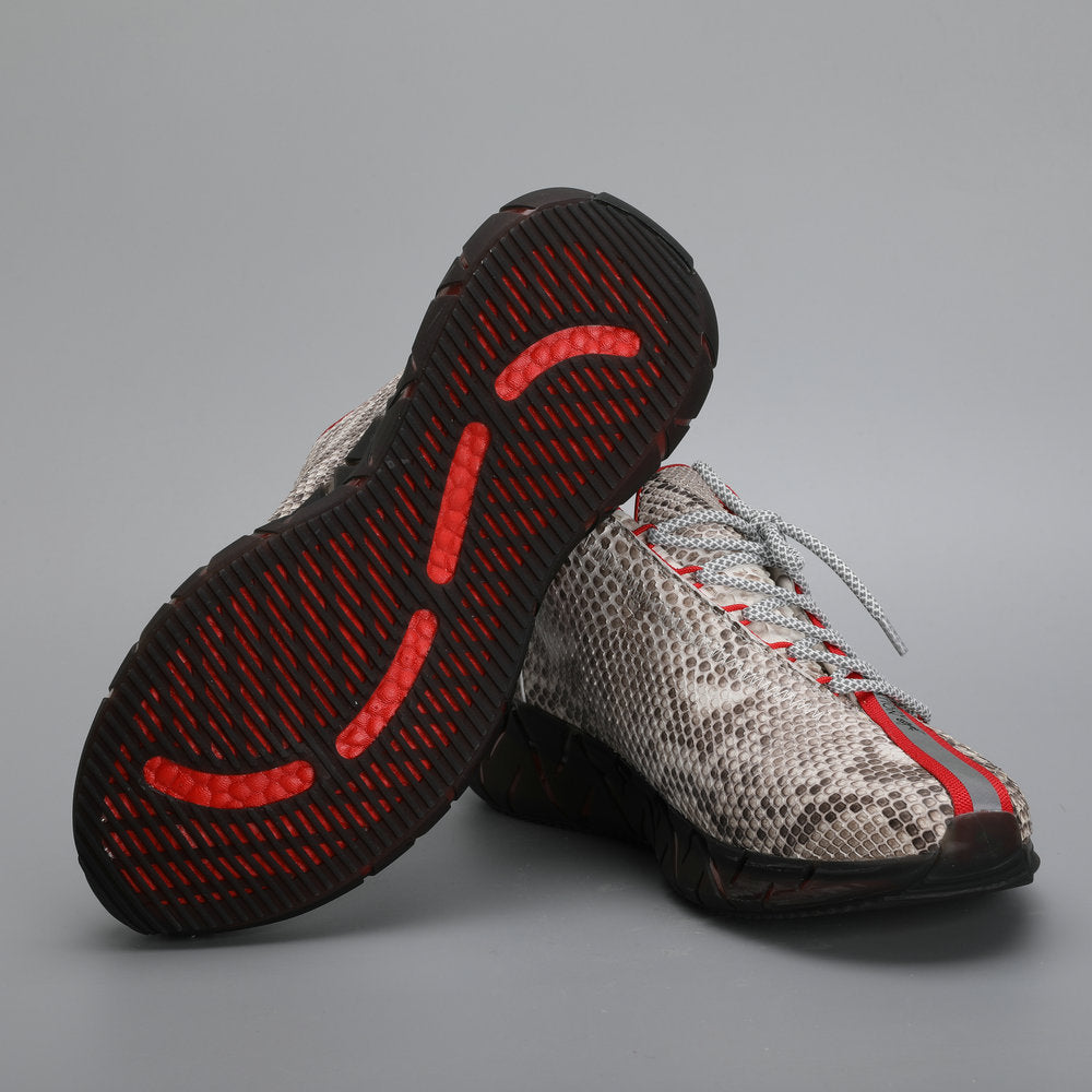 Python skin genuine leather men's sneakers sports casual shoes anti-slip men's shoes