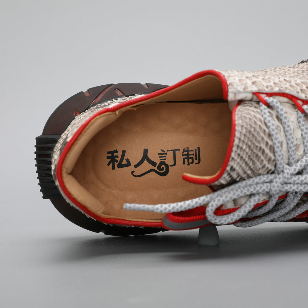 Python skin genuine leather men's sneakers sports casual shoes anti-slip men's shoes