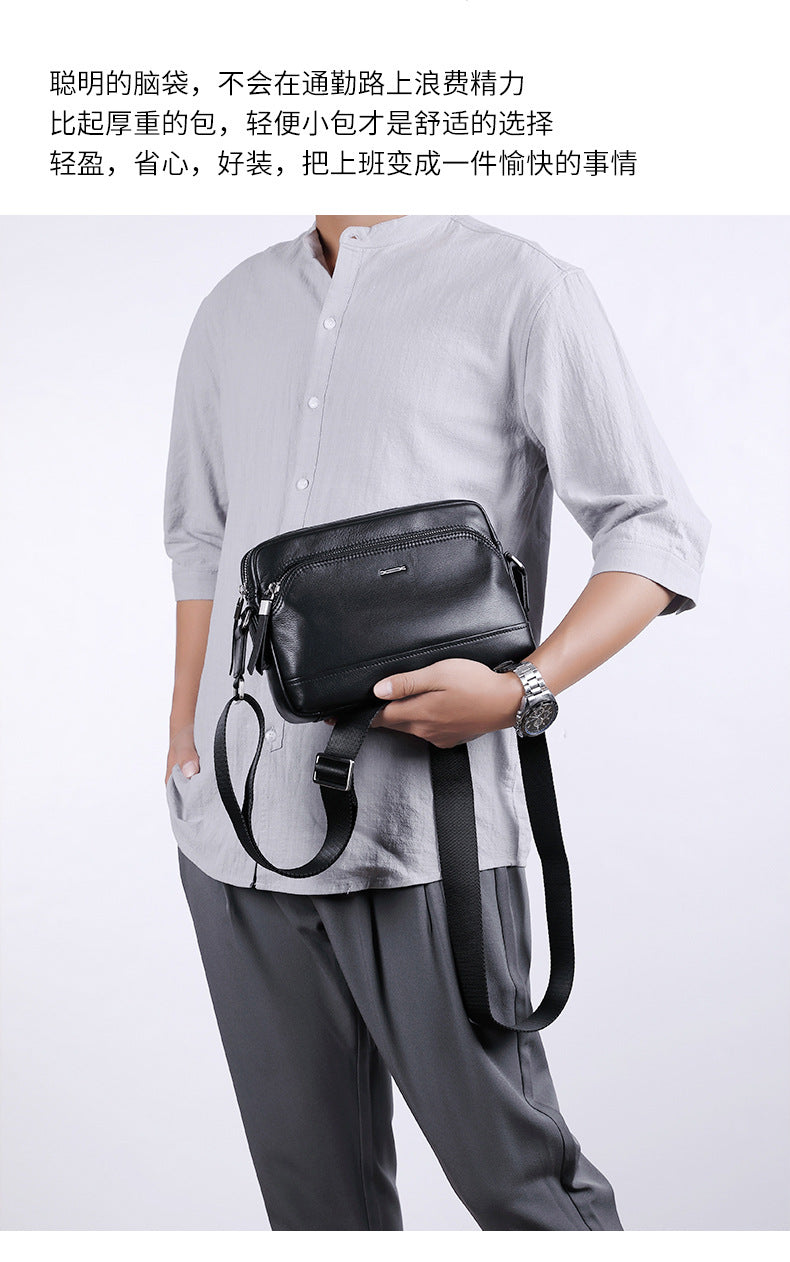 Men's shoulder bag, multi-functional, genuine cowhide leather, business crossbody bag
