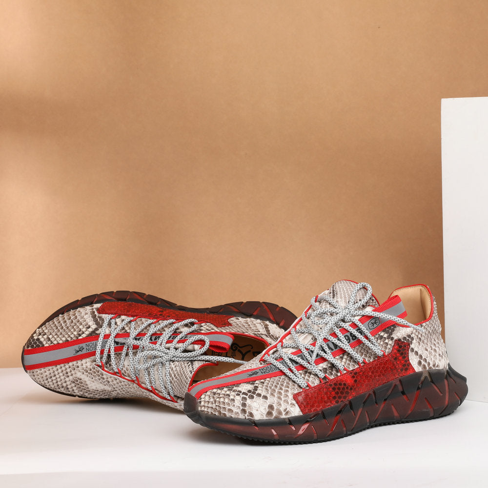 Python skin genuine leather men's sneakers sports casual shoes anti-slip men's shoes