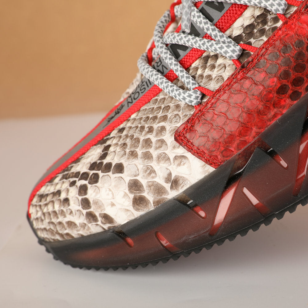 Python skin genuine leather men's sneakers sports casual shoes anti-slip men's shoes