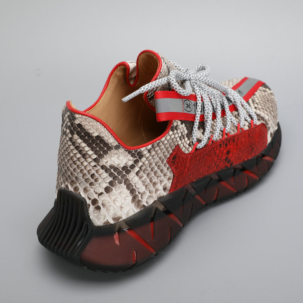 Python skin genuine leather men's sneakers sports casual shoes anti-slip men's shoes