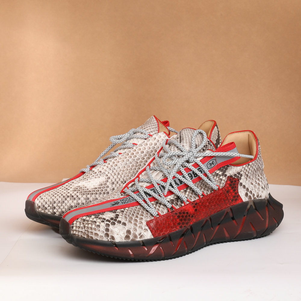 Python skin genuine leather men's sneakers sports casual shoes anti-slip men's shoes