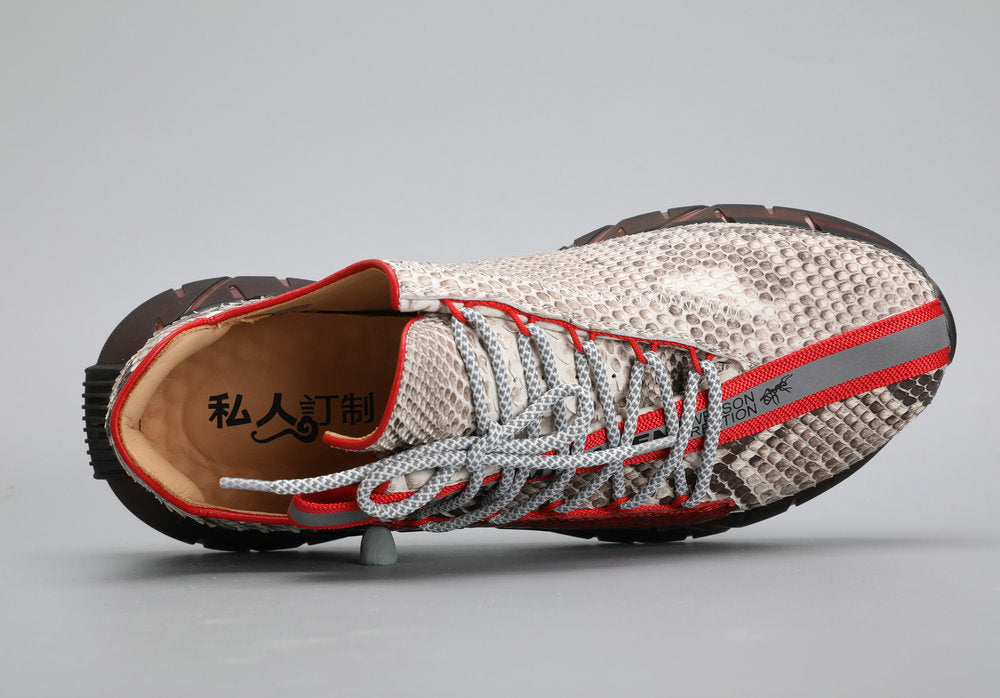 Python skin genuine leather men's sneakers sports casual shoes anti-slip men's shoes