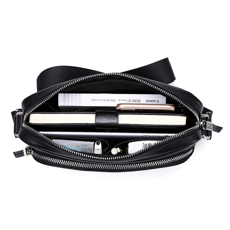 Men's shoulder bag, multi-functional, genuine cowhide leather, business crossbody bag