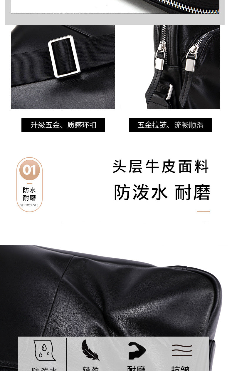 Men's shoulder bag, multi-functional, genuine cowhide leather, business crossbody bag