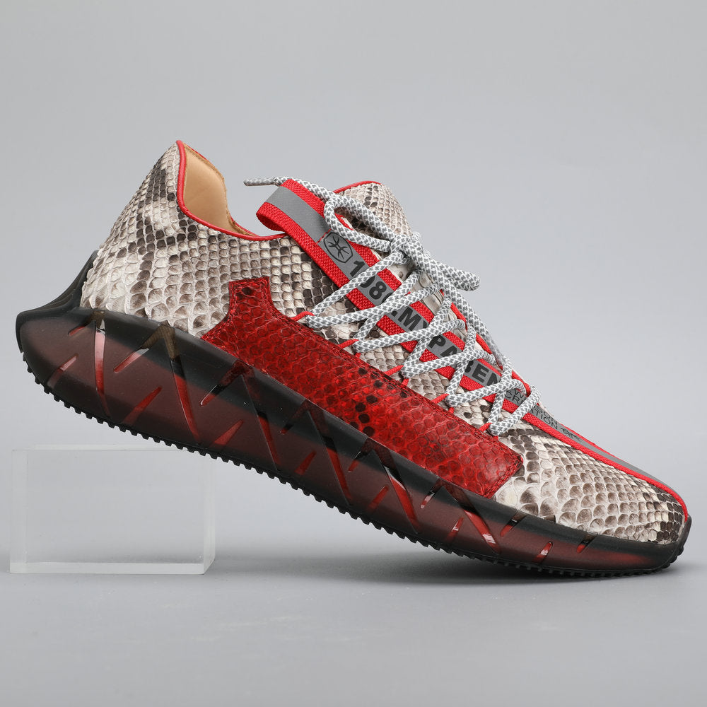 Python skin genuine leather men's sneakers sports casual shoes anti-slip men's shoes