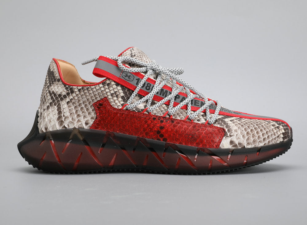 Python skin genuine leather men's sneakers sports casual shoes anti-slip men's shoes