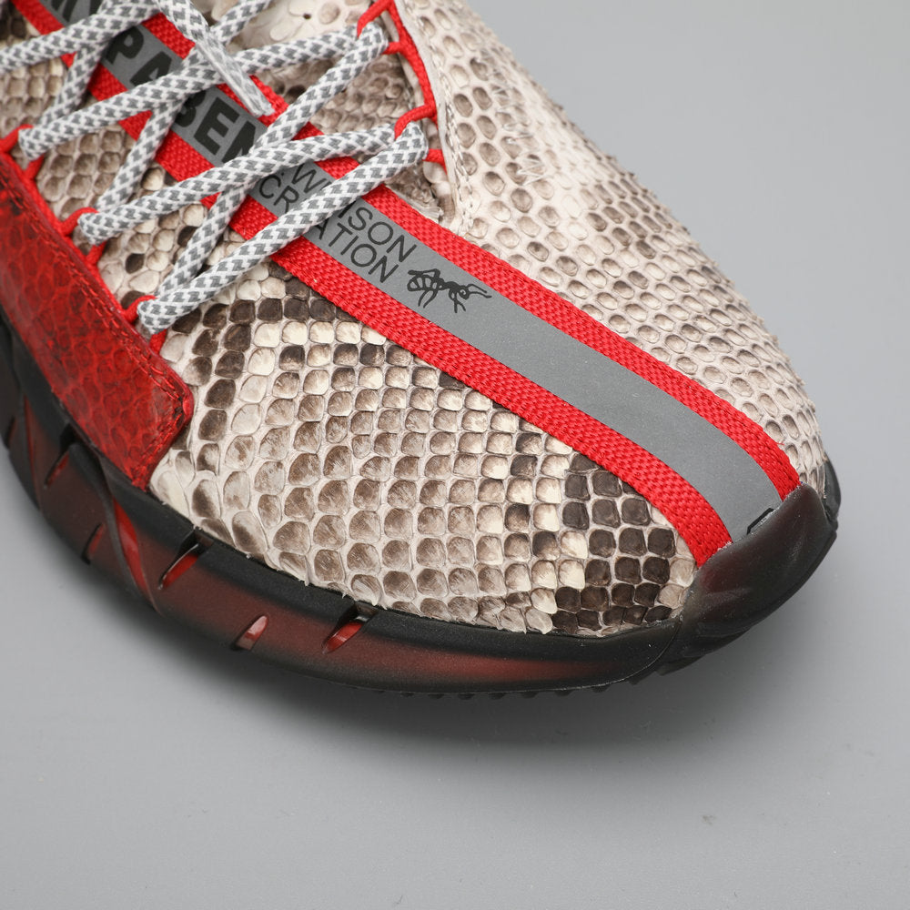 Python skin genuine leather men's sneakers sports casual shoes anti-slip men's shoes