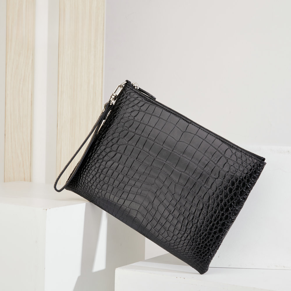 Siamese Crocodile Skin Men's Bag Genuine Leather Business Casual Handbag