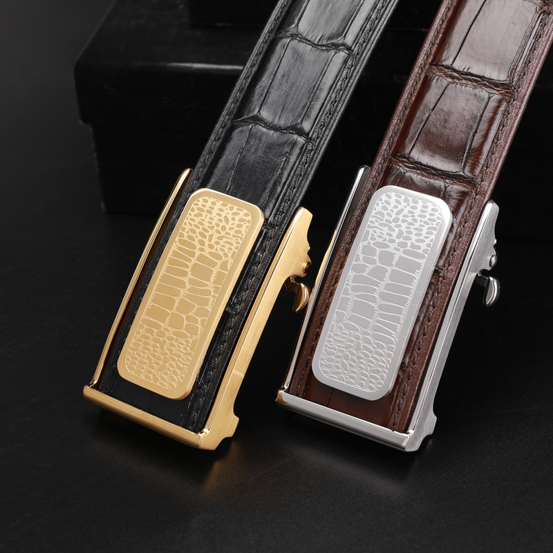 Siamese Crocodile Skin Men's Belt Automatic Buckle Business Casual Genuine Leather Belt