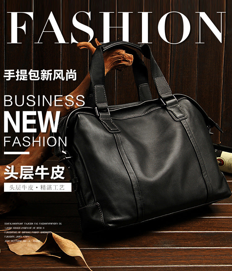 Men's handbag genuine cowhide leather large capacity computer bag business briefcase