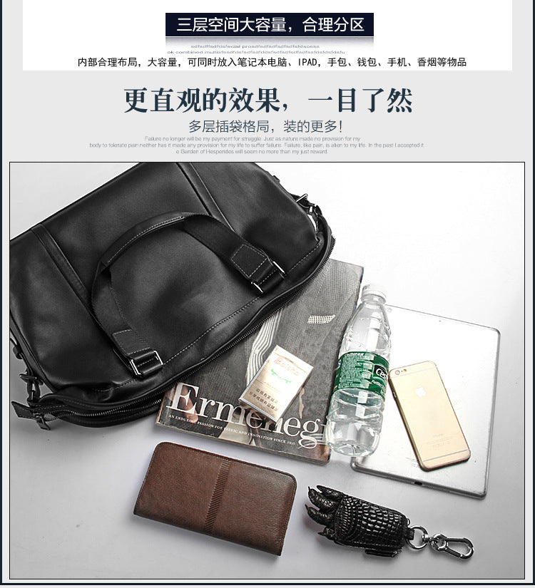 Men's handbag genuine cowhide leather large capacity computer bag business briefcase