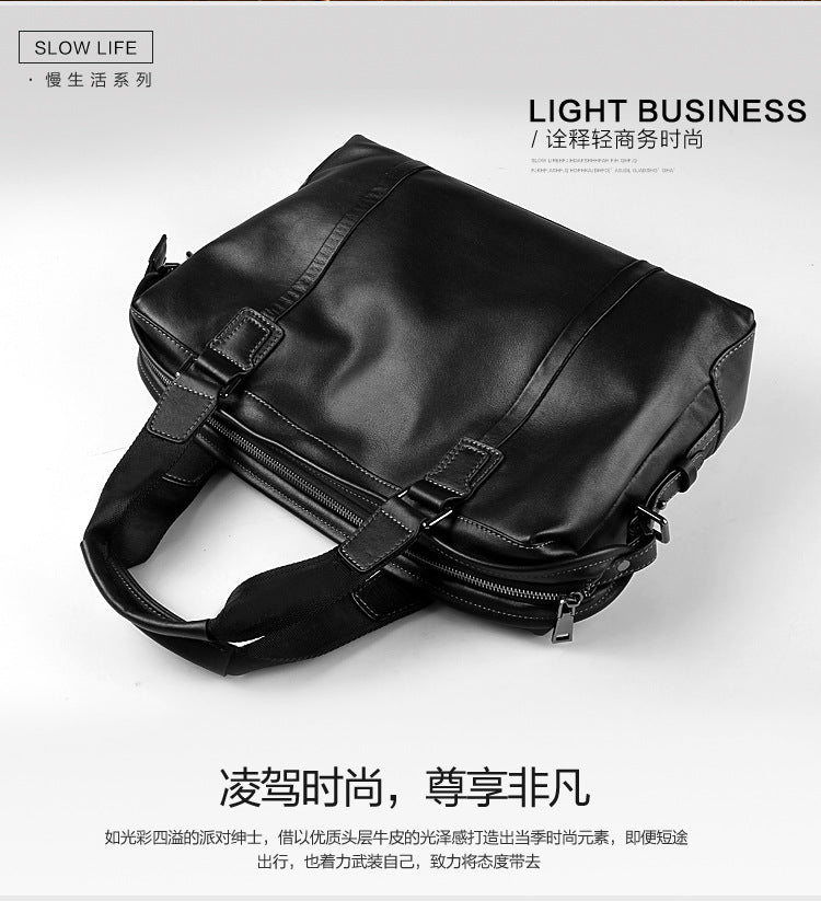 Men's handbag genuine cowhide leather large capacity computer bag business briefcase