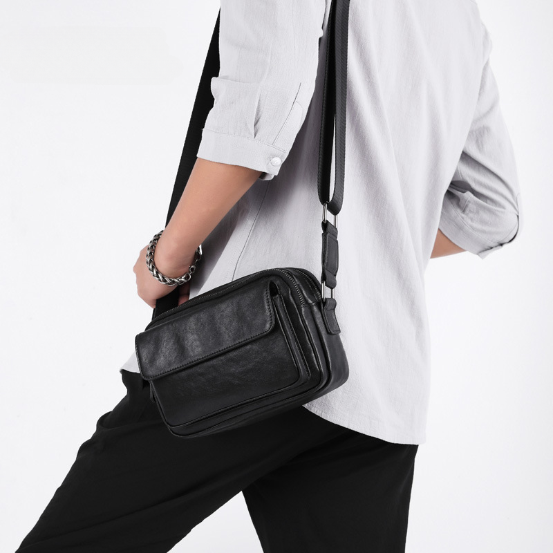 Men's Shoulder Bag Made of Cowhide Genuine Leather High Quality Business Casual Crossbody Bag