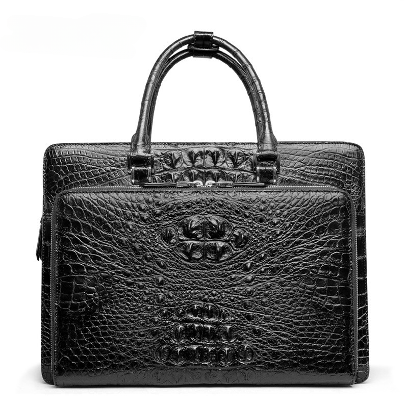 Siamese Crocodile Skin Men's Briefcase Genuine Leather High Quality Business Bag Handbag
