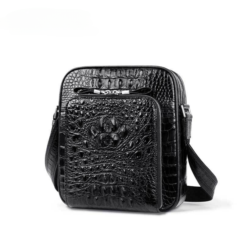 Siamese crocodile skin shoulder bag genuine leather business trip office business crossbody men's bag