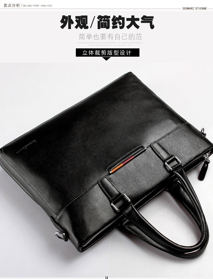 Men's handbag genuine cowhide leather computer bag men's handbag business briefcase