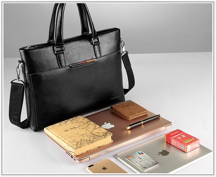 Men's handbag genuine cowhide leather computer bag men's handbag business briefcase
